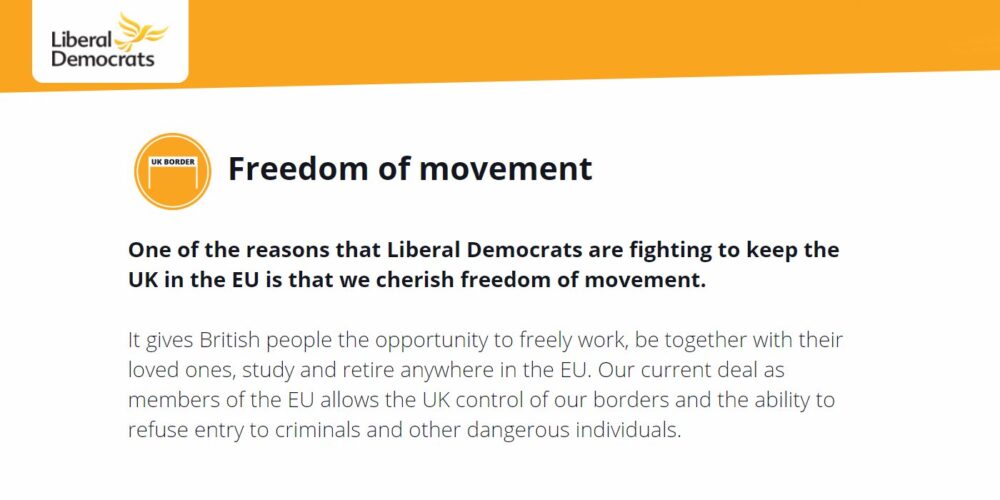 Lib Dem Manifesto Freedom of Movement
